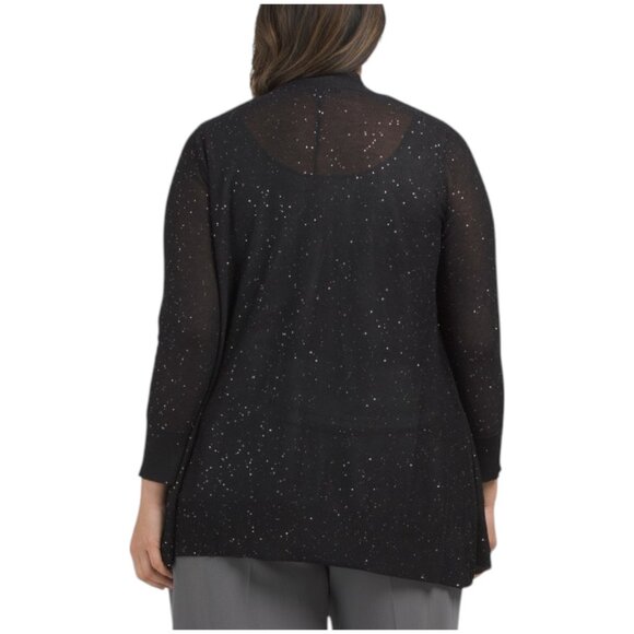 KASPER Plus Sequin Open Front Cardigan - Picture 3 of 3